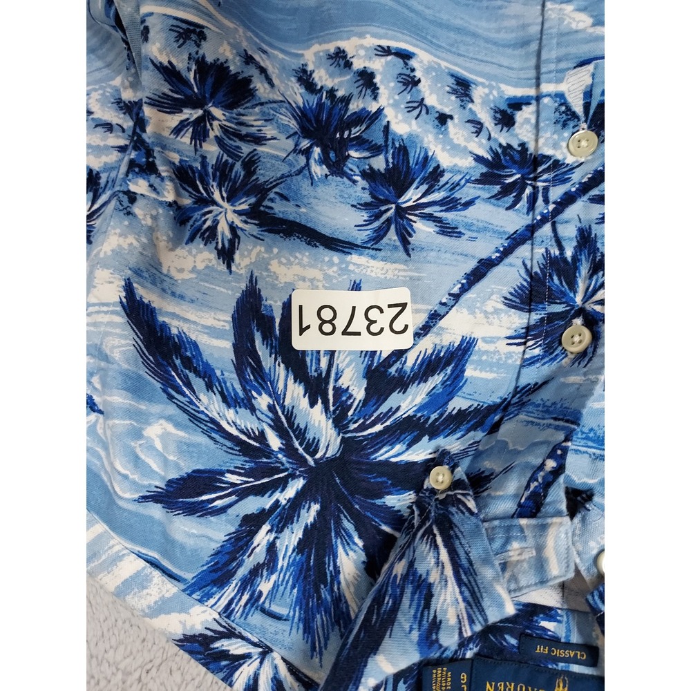 Polo Ralph Lauren Shirt Mens Large Classic Tropical Palm Tree Hawaiian Sailing L - Picture 10 of 10